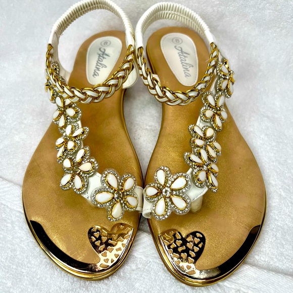 Atalina Shoes - Atalina, flower jeweled comfort sandals